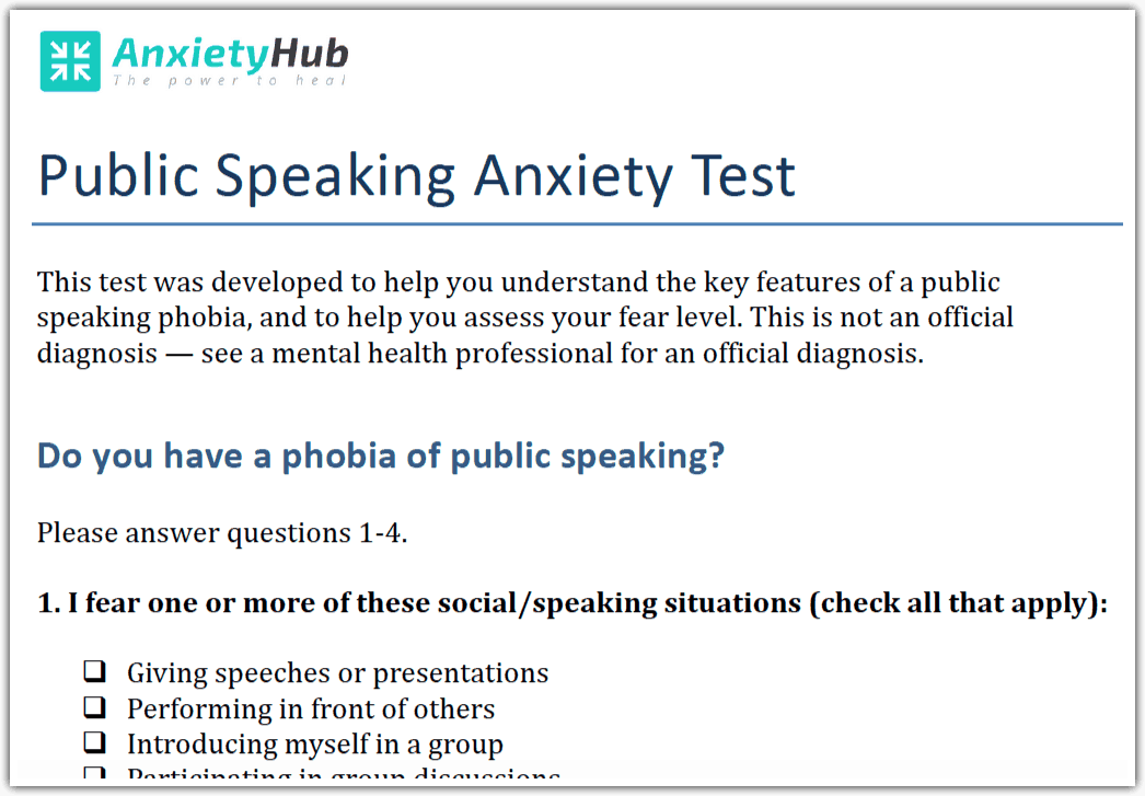 Public Speaking Anxiety Test